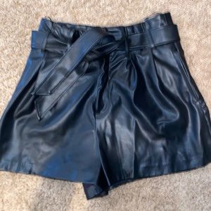 Zara Leather Shorts with Tie